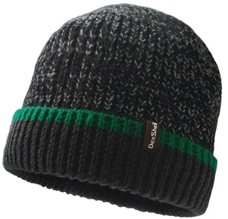 SHapka DexShell L-XL 58-60 sm vodonepronicaemaya chernaya s zelenoj poloskoj